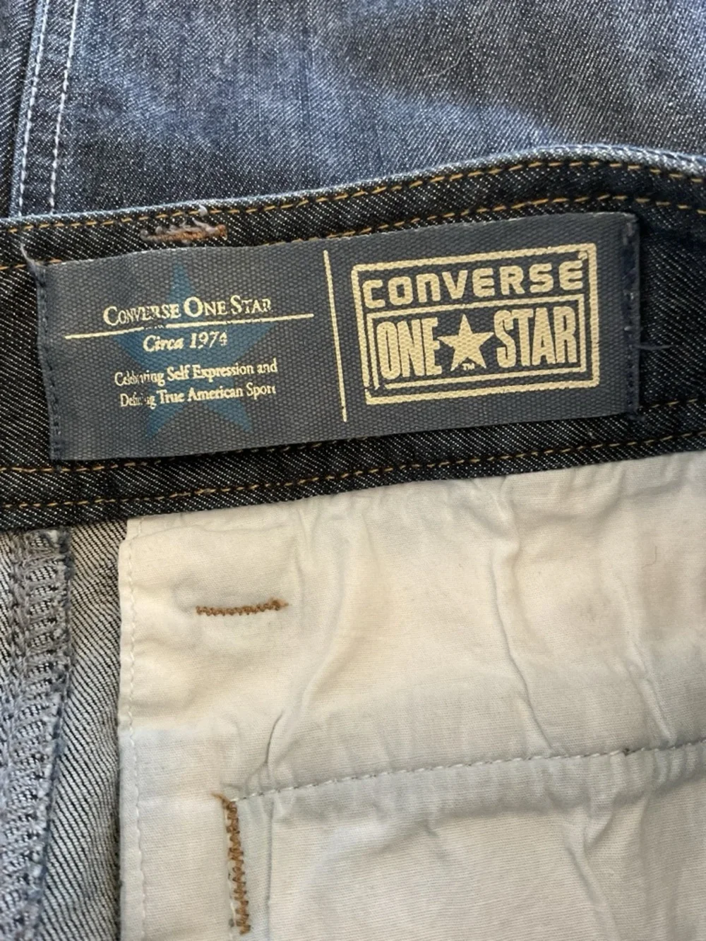 Converse One Star Denim Mini Skirt Size 4 Y2K Button Detail - Picture 6 of 7